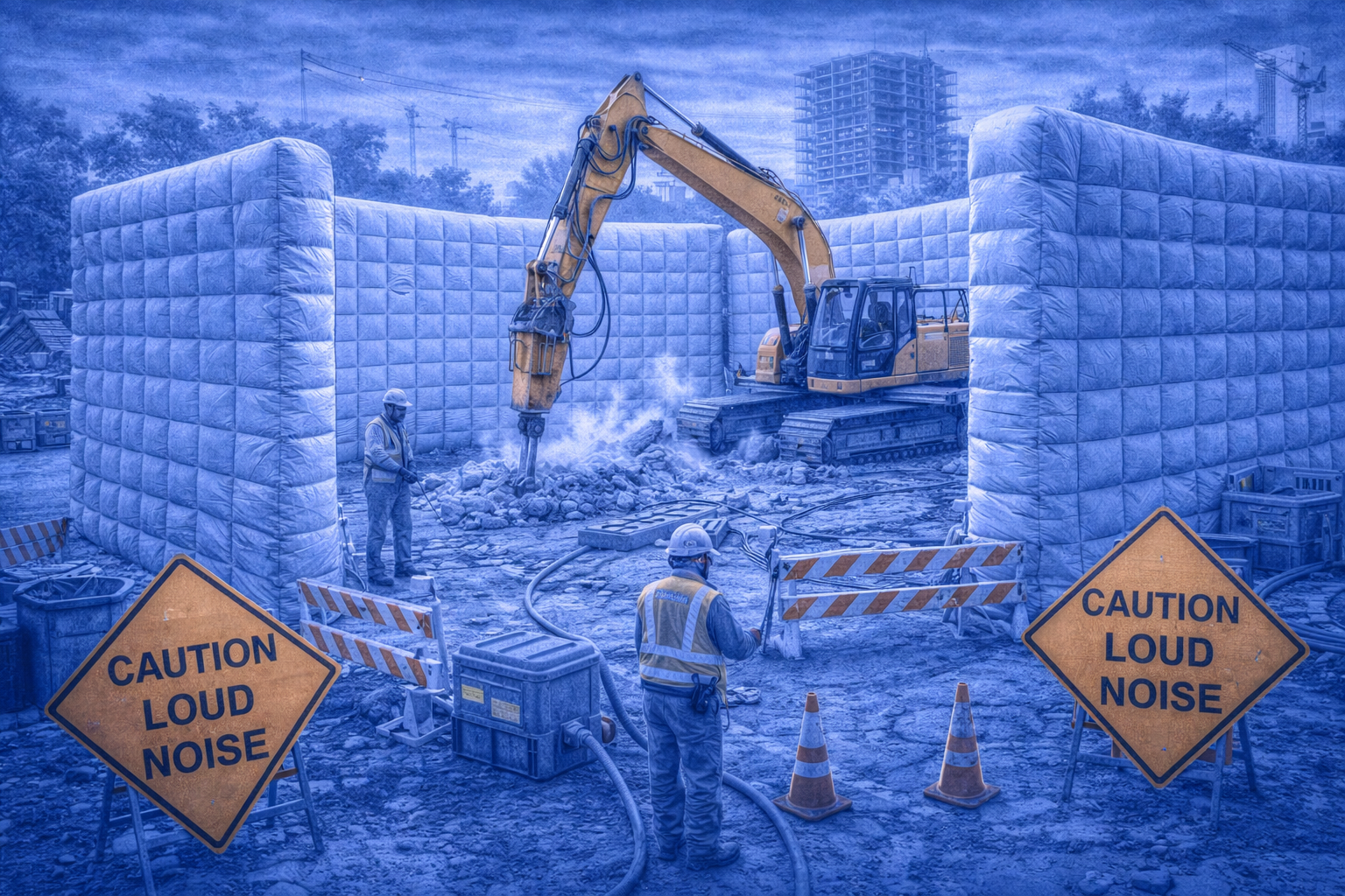 Inflasys inflatable construction acoustic wall