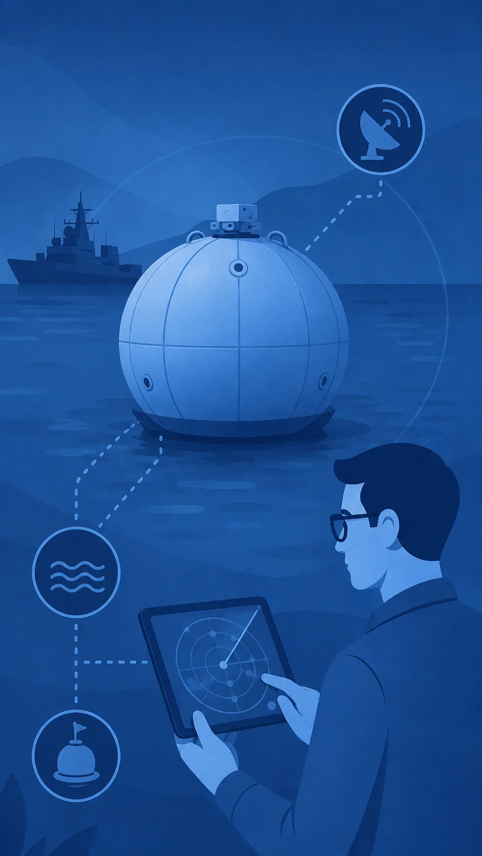 Architecture of an inflatable marine radar target with stabilization and signature modules