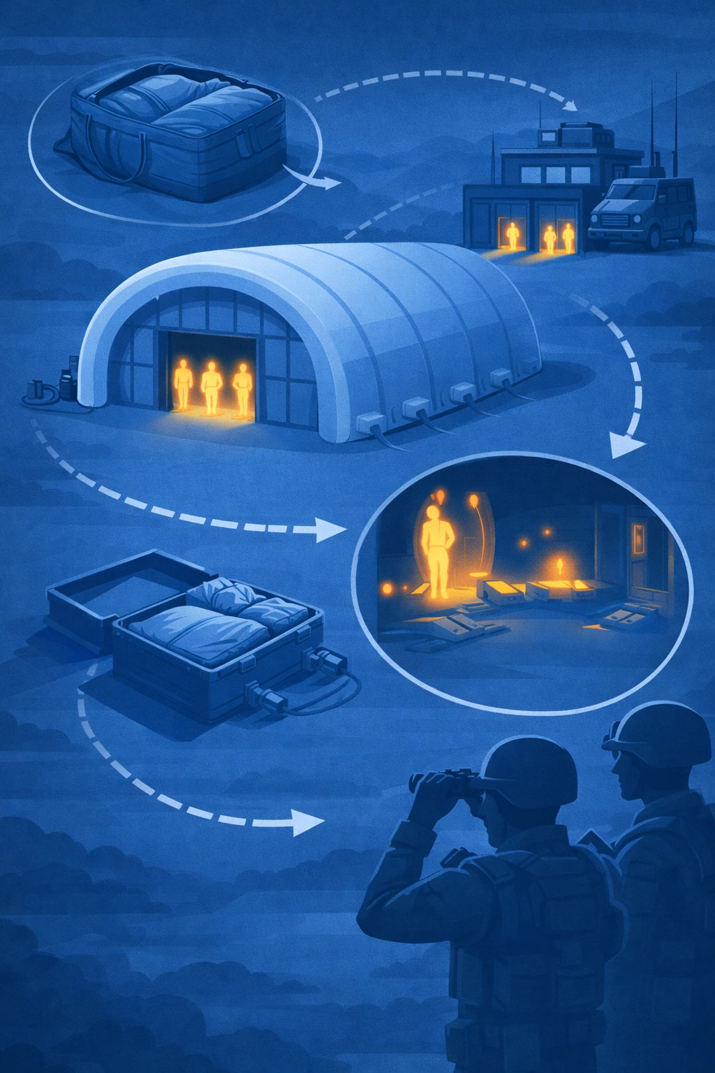 Overall view of an inflatable building decoy