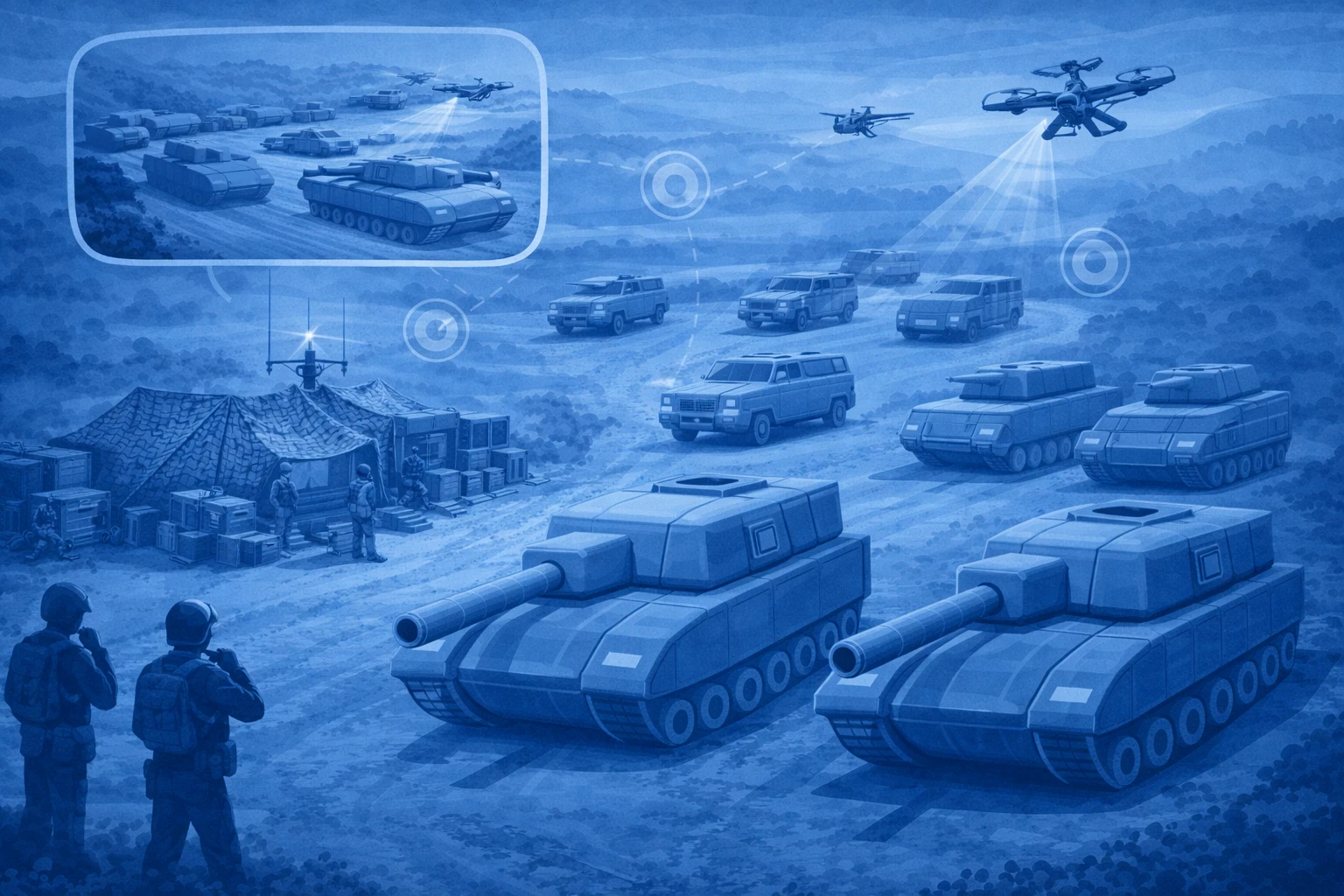 Inflatable tank decoy: volumes and silhouette