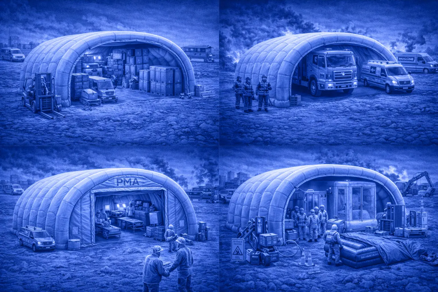 Inflasys inflatable hangar cluster